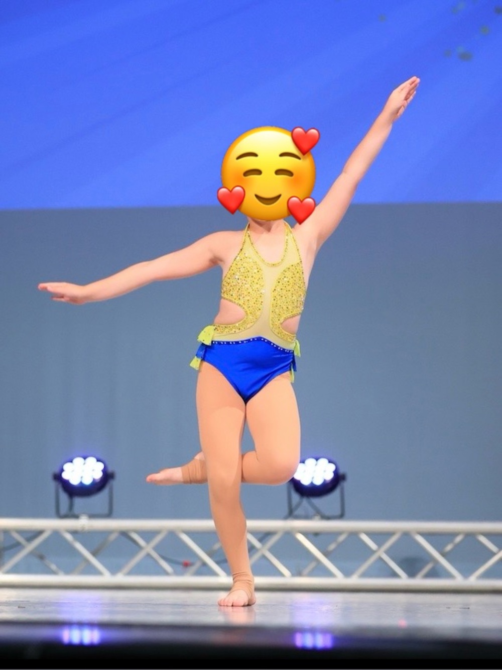 Girls' Yellow and Blue Semi Custom Dance Costume - Picture 3 of 4